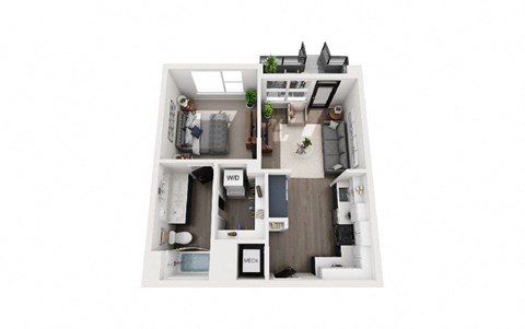 Floor plan for 1 bed, 1 bath, 575 sqft